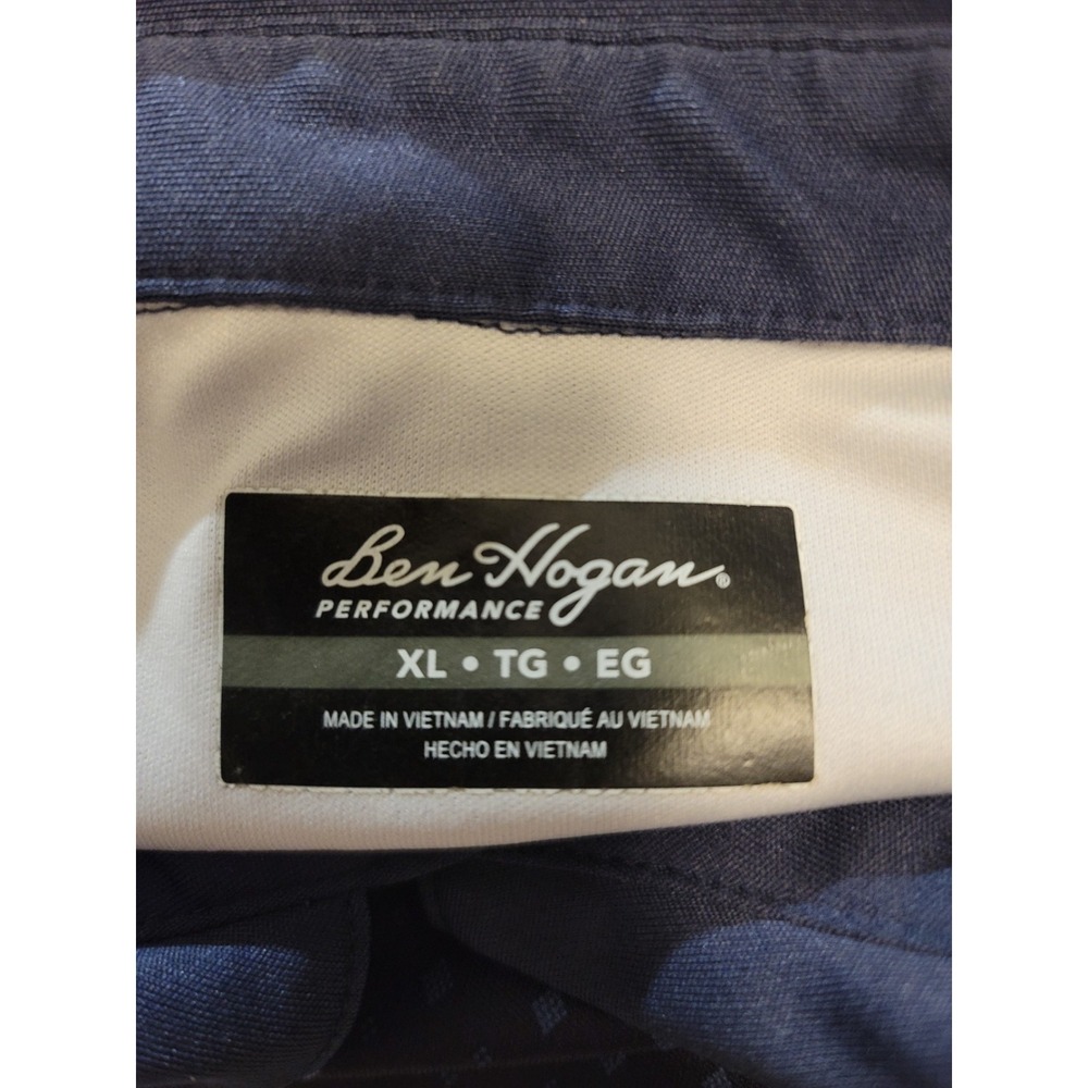 Ben Hogan Performance Polo Shirt Mens XL Navy Blue Geometric Diamond Golf Top - Picture 4 of 12